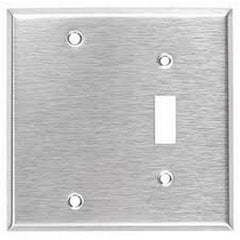 MULBERRY Mulberry 97522 Standard Combination Wall Plate, 2 Gangs, 4.5 in H x 4.562 in W, 430 Stainless Steel