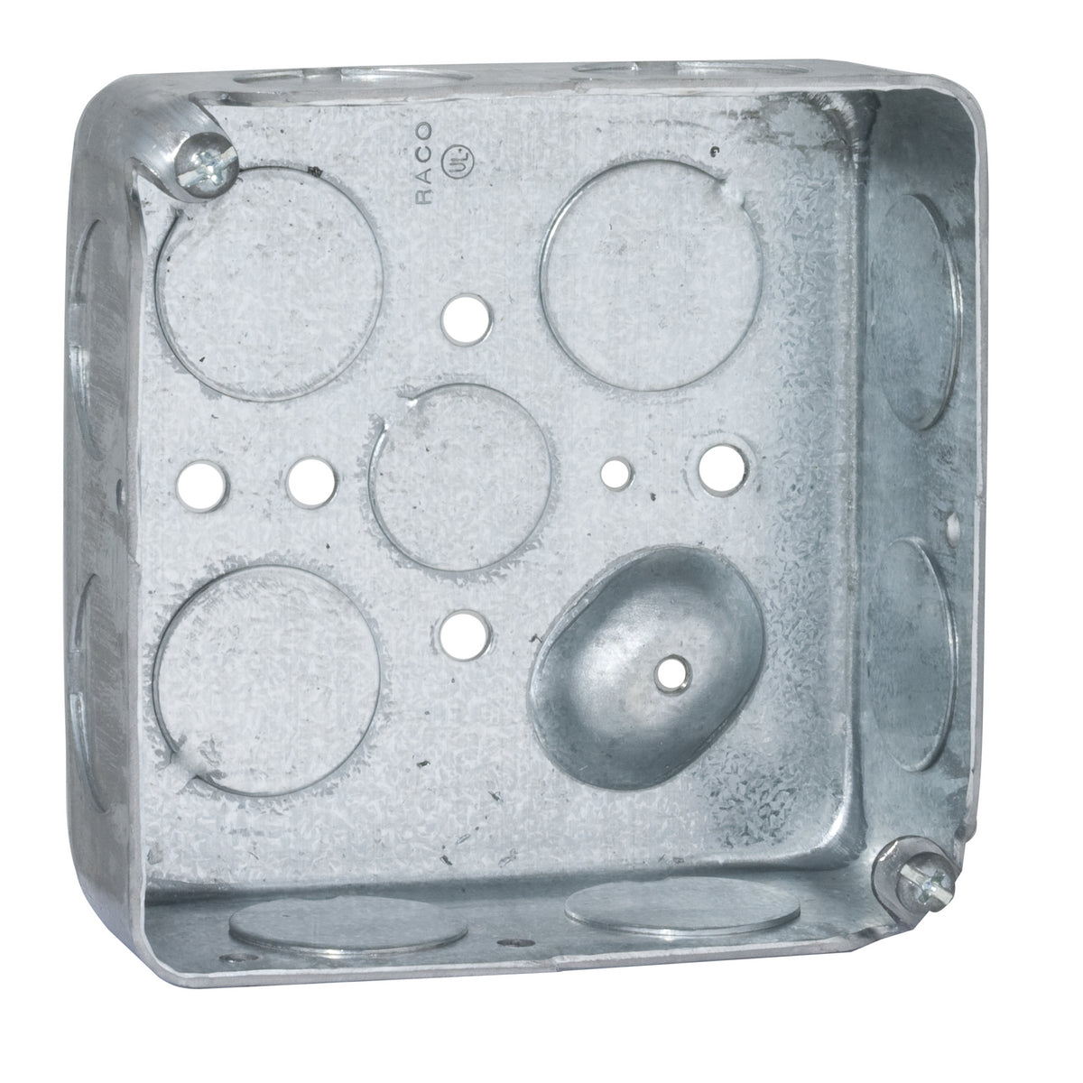 RACO RACO 191 Square Box, Steel, 21 cu-in, 12 Knockouts