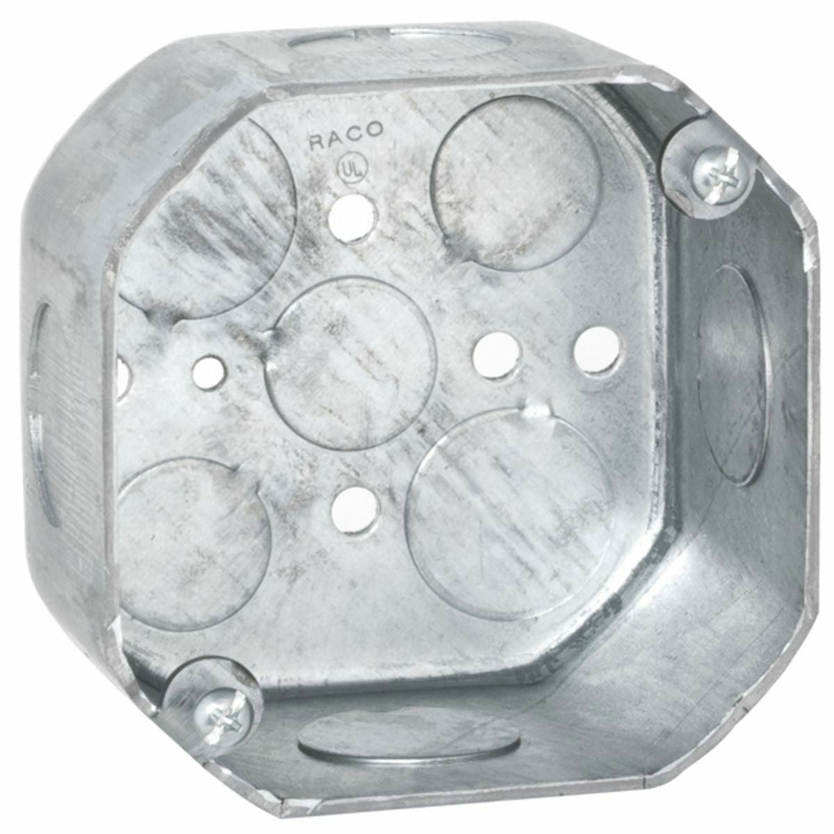 RACO RACO 166 4 Octagon Box 2-1/8 Deep (3) 1/2 in (6) 3/4 in KO