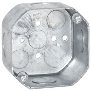RACO RACO 166 4 Octagon Box 2-1/8 Deep (3) 1/2 in (6) 3/4 in KO