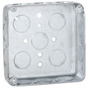 RACO Raco 185 4 Square Box, Drawn, 1-1/4 Deep with Fifteen 1/2 KO's