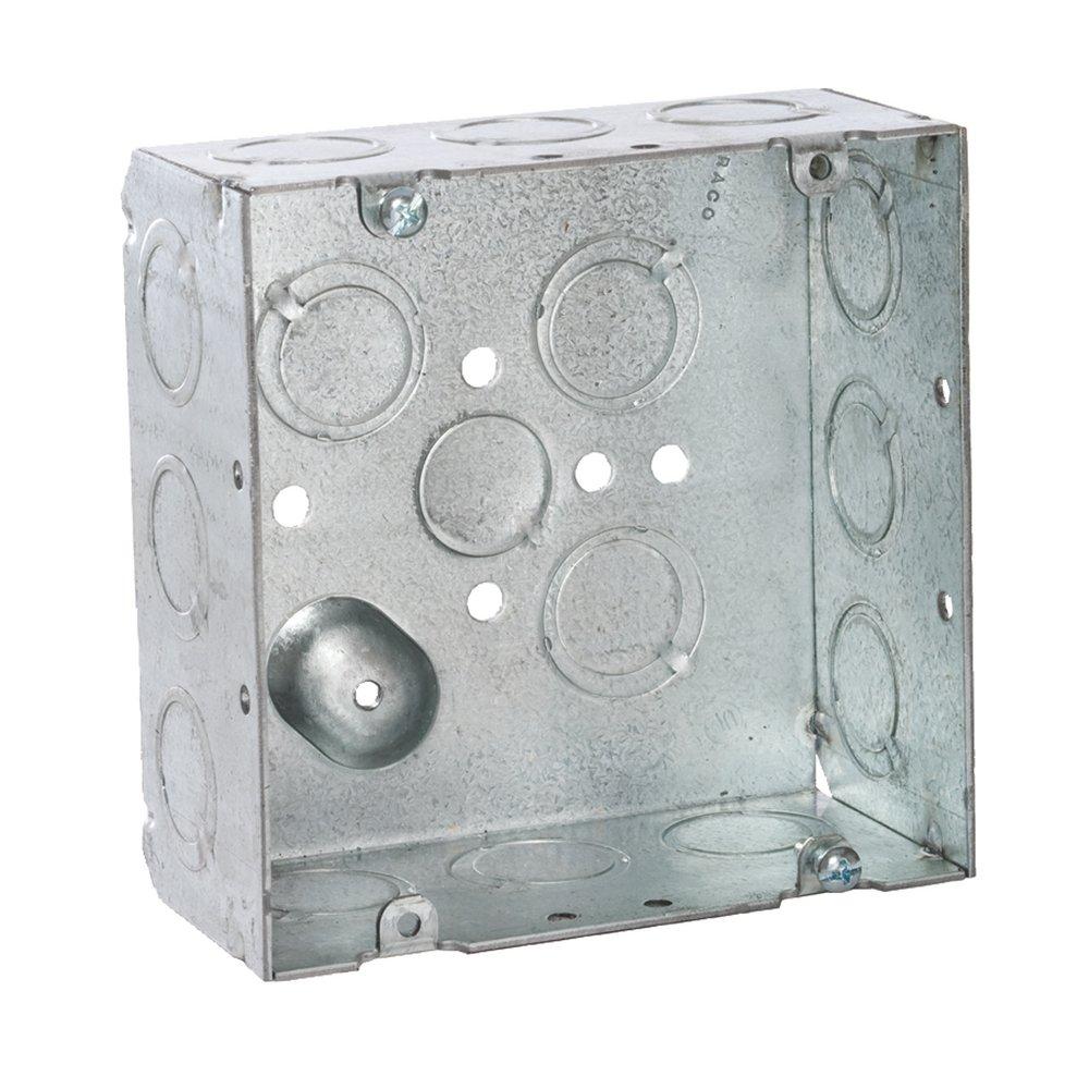 RACO RACO 257 Square Metal Box, 4-11/16 in H x 4-11/16 in W x 2-1/8 in D