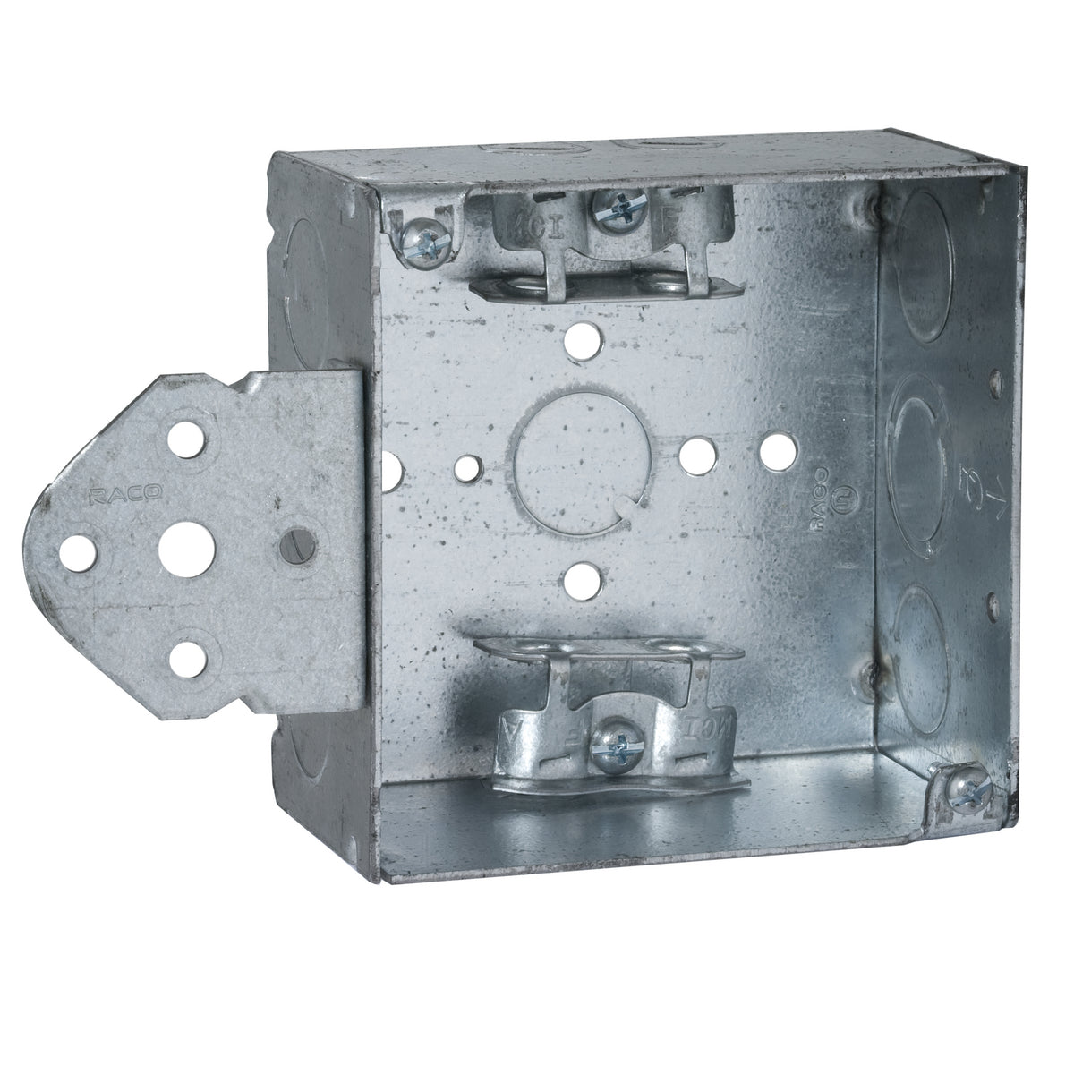 RACO RACO 249 4 In. Sq. Brkt. Bx. 2-1/8 In. Dp. Welded with AC/MC/Flex Clamps, 600V,B,Flush