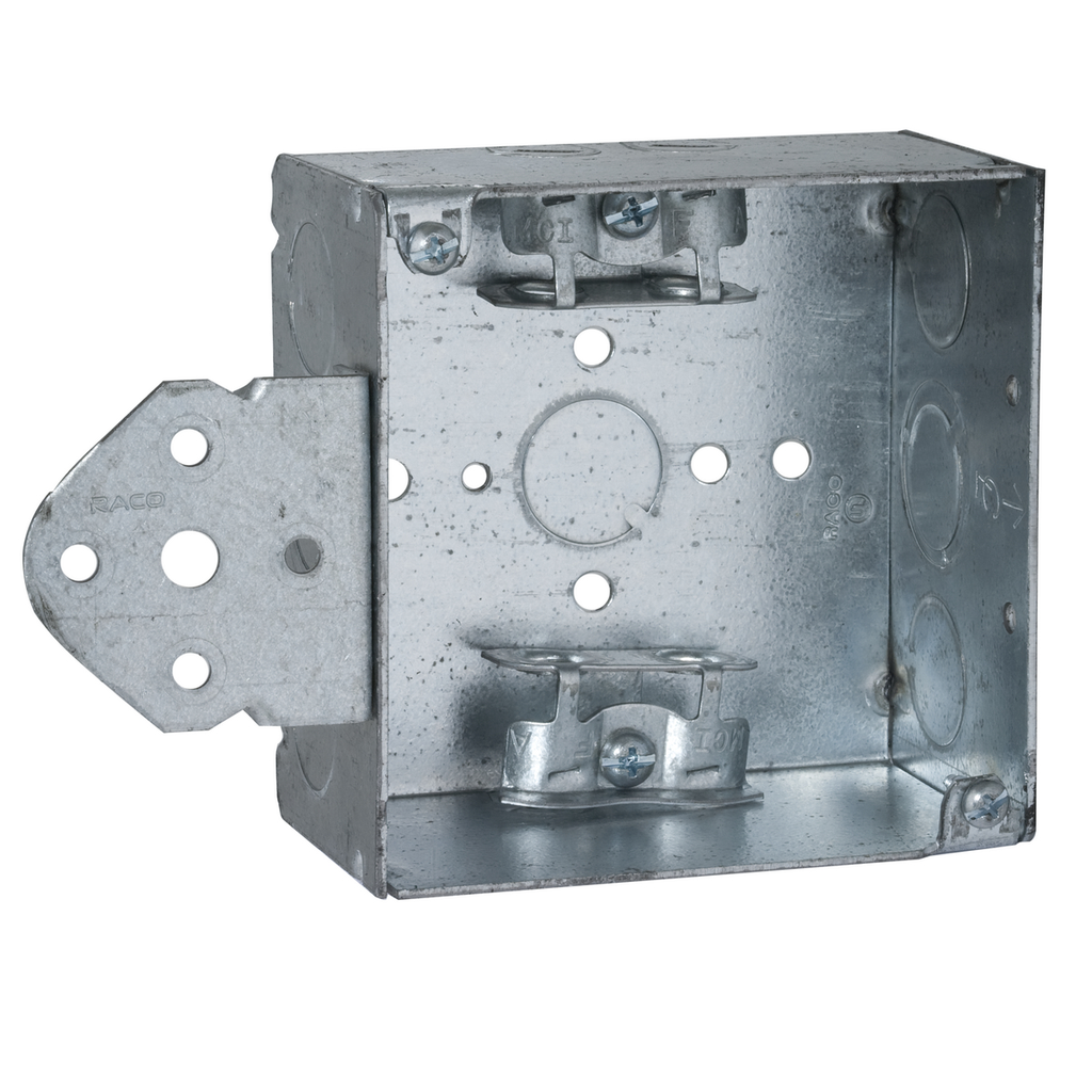 RACO RACO 249 4 In. Sq. Brkt. Bx. 2-1/8 In. Dp. Welded with AC/MC/Flex Clamps, 600V,B,Flush
