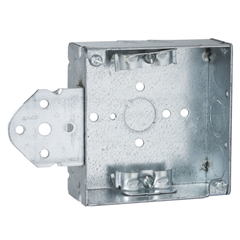 RACO RACO 225 4 Square Box, Welded, 1-1/2 Deep with NMSC Clamps, Three 1/2 KO's and One TKO