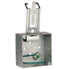 RACO RACO 232SCM 4 Square Box, 2-1/8 Deep w/ Raised Ground, 8 #12 Solid Copper Pigtail, Cable Management Clip