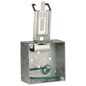 RACO RACO 232SCM 4 Square Box, 2-1/8 Deep w/ Raised Ground, 8 #12 Solid Copper Pigtail, Cable Management Clip
