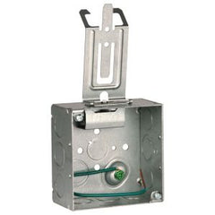 RACO RACO 232SCM 4 Square Box, 2-1/8 Deep w/ Raised Ground, 8 #12 Solid Copper Pigtail, Cable Management Clip