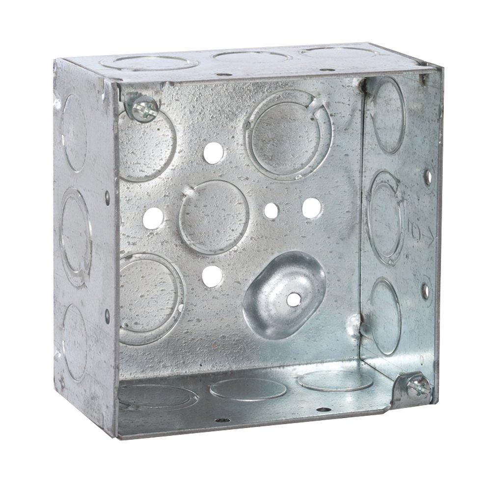 RACO RACO 232 Square Box, Steel, 30.3 cu-in Capacity, 2 Gangs, (16) Knockouts