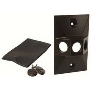 RACO Raco 5189-2 Powder Coated Die Cast 1-Gang Three Threaded Outlets Cluster Cover 4-19/32 Inch x 2-27/32 Inch Bronze