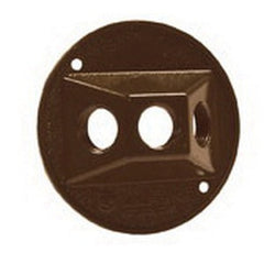 RACO Raco 5197-2 Powder Coated Die Cast 3-Gang Three Threaded Outlets Cluster Cover 4-1/8 Inch Bronze