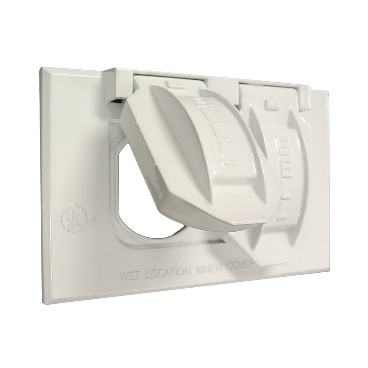 RACO Raco 5180-1 White Powder Coated Die Cast Aluminum 1-Gang Self-Closing Single Lid with Gasket Weatherproof Flip Cover 4-9/16 Inch x 1 Inch x 2-13/16 Inch