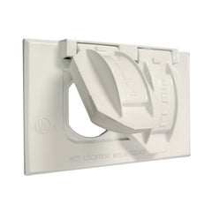 RACO Raco 5180-1 White Powder Coated Die Cast Aluminum 1-Gang Self-Closing Single Lid with Gasket Weatherproof Flip Cover 4-9/16 Inch x 1 Inch x 2-13/16 Inch