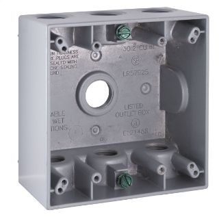 RACO Raco 5340-0 2-Gang Weatherproof Electrical Box With Lug 4-1/2 Inch x 4-1/2 Inch x 2 Inch