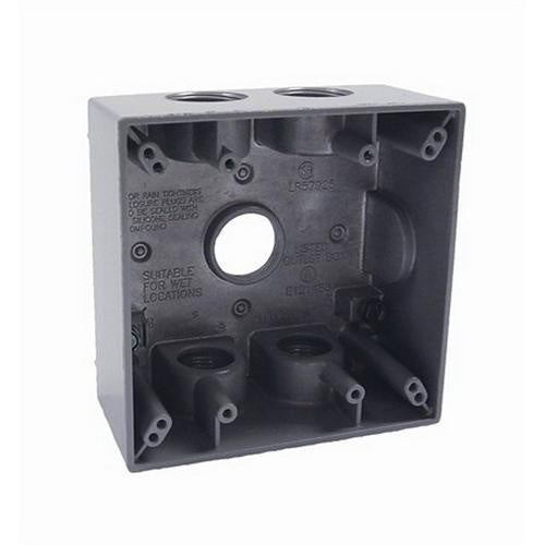 RACO Raco 5345-0 RAC 2G Weatherproof Box with Five Outlets Gray