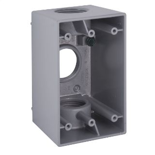 RACO BELL 5387-0 RAC 1G WP Deep Box (3) 1 In. Outlets Gray