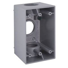 RACO BELL 5387-0 RAC 1G WP Deep Box (3) 1 In. Outlets Gray