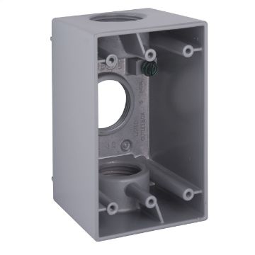 RACO BELL 5387-0 RAC 1G WP Deep Box (3) 1 In. Outlets Gray