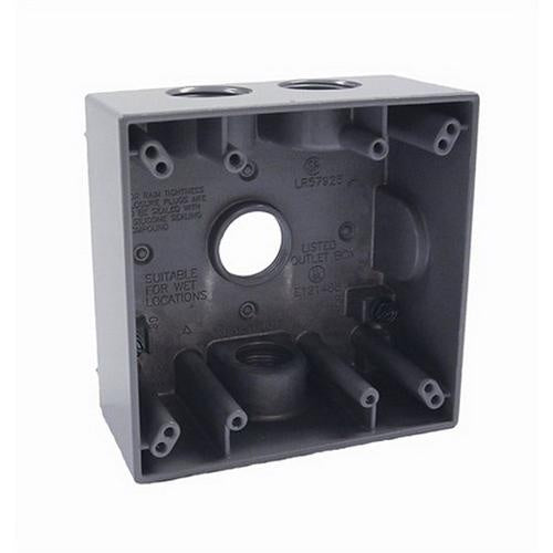 RACO Raco 5343-0 5343-0 RAC Power Coated Die Cast Aluminum 2-Gang Weatherproof Electrical Box With Lug 4-1/2 Inch x 4-1/2 Inch x 2 Inch