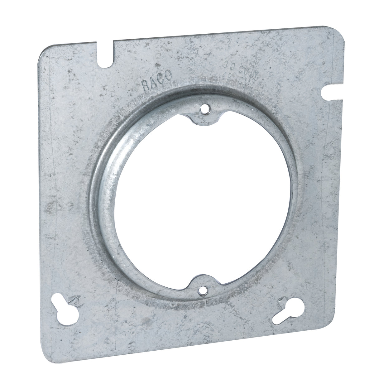 RACO RACO 829 4-11/16 in Square Fixture Covers, Raised 1/2 in, Open Ears 2-3/4 in O.C