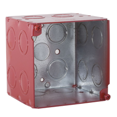RACO RACO 911-2 Square Box, Steel, 42 cu-in Capacity, (16) Knockouts, 3-3/4 in H x 3-3/4 in W x 3-1/2 in D