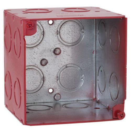 RACO RACO 911-2 Square Box, Steel, 42 cu-in Capacity, (16) Knockouts, 3-3/4 in H x 3-3/4 in W x 3-1/2 in D