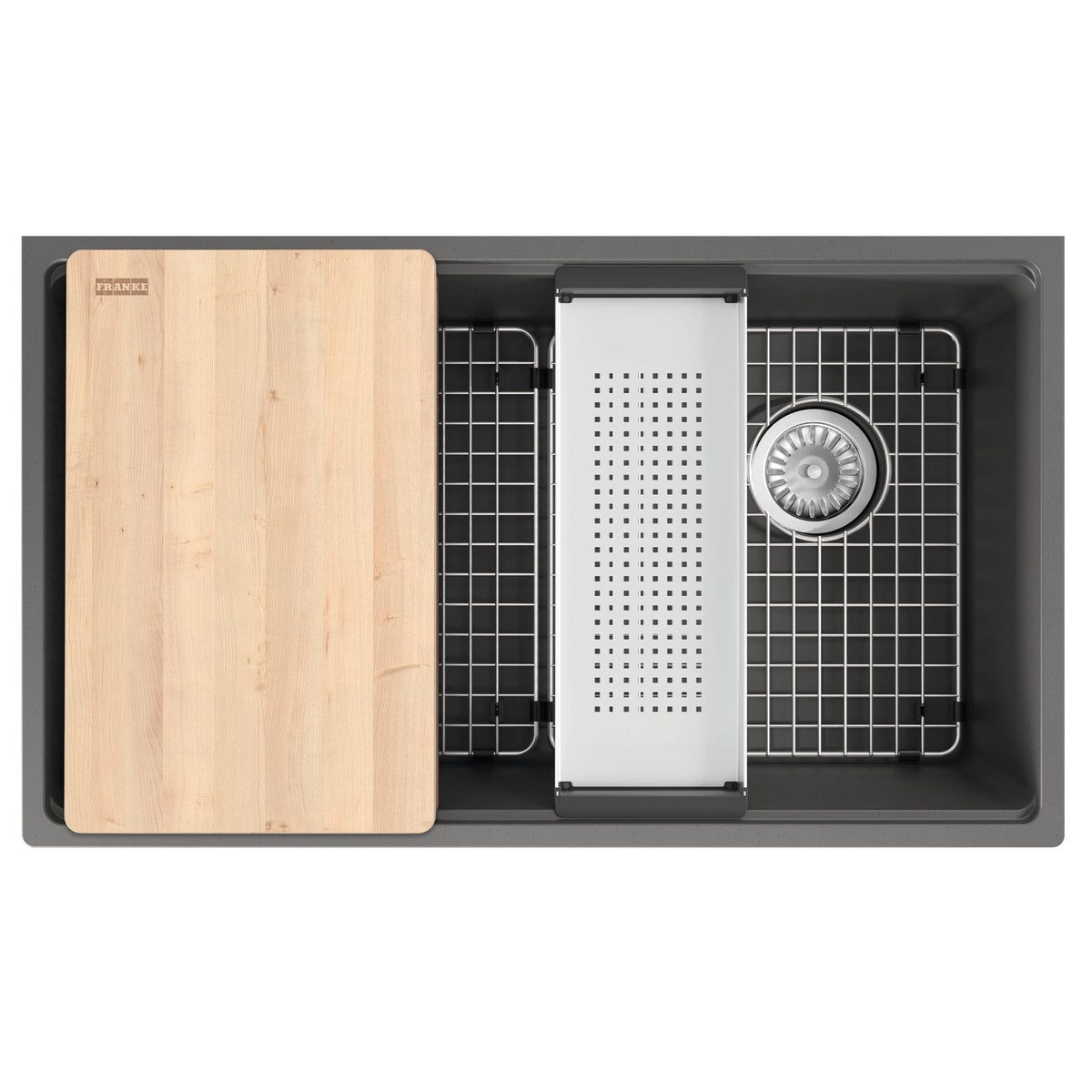 FRANKE Franke MAG11031OW-SHG-WKC Maris Undermount 33-in x 19.31-in Granite Single Bowl Kitchen Sink in Stone Grey