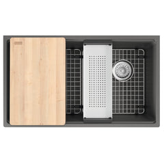 FRANKE Franke MAG11031OW-SHG-WKC Maris Undermount 33-in x 19.31-in Granite Single Bowl Kitchen Sink in Stone Grey