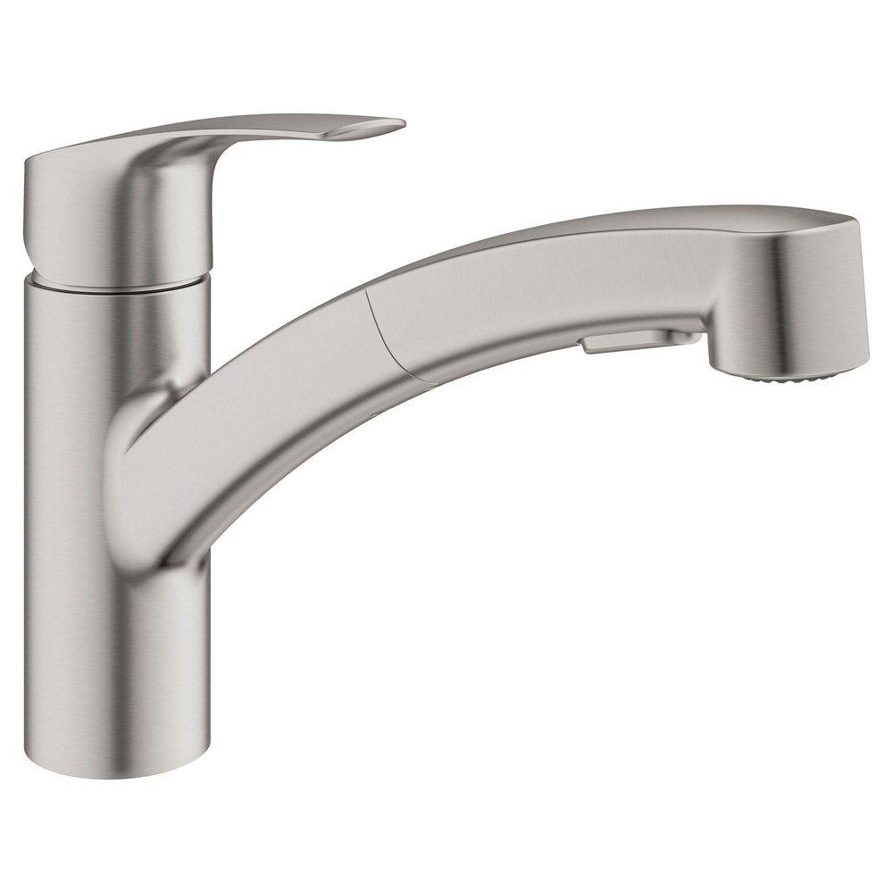 GROHE GROHE 30306DC1 Eurosmart Single Handle Pull Out Kitchen Faucet in SuperSteel Infinity