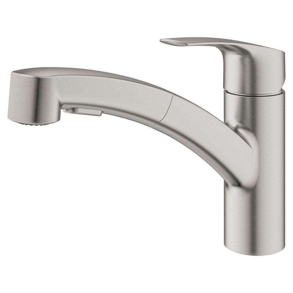GROHE GROHE 30306DC1 Eurosmart Single Handle Pull Out Kitchen Faucet in SuperSteel Infinity