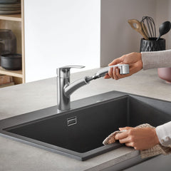GROHE GROHE 30306DC1 Eurosmart Single Handle Pull Out Kitchen Faucet in SuperSteel Infinity