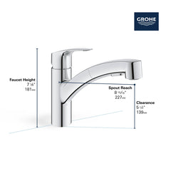 GROHE GROHE 30306DC1 Eurosmart Single Handle Pull Out Kitchen Faucet in SuperSteel Infinity