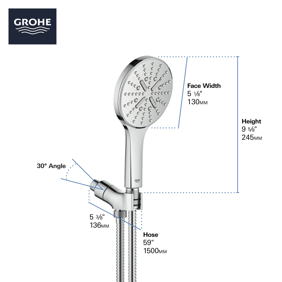 GROHE Grohe 26604EN0 Hand Shower Kit - 3 Sprays, 1.75 gpm