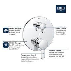 GROHE Grohe 29434EN0 Cosmopolitan Pressure Balance Valve Trim with 2-Way Diverter with Cartridge