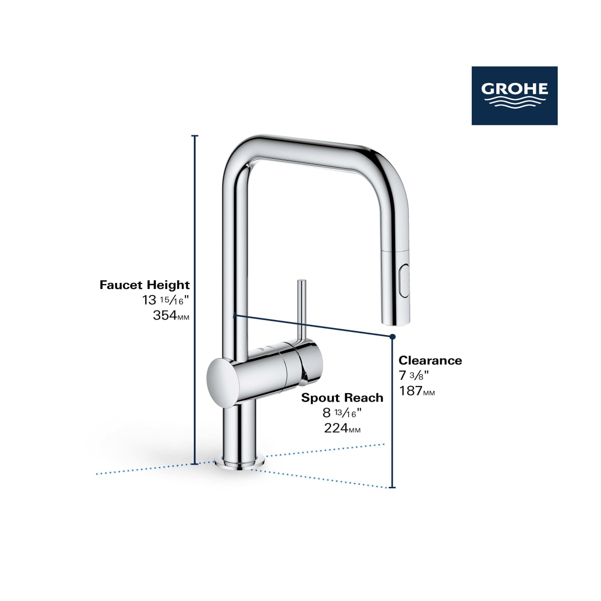 GROHE GROHE 32319003 Minta Single Handle Pull Down Kitchen Faucet 1.75 GPM