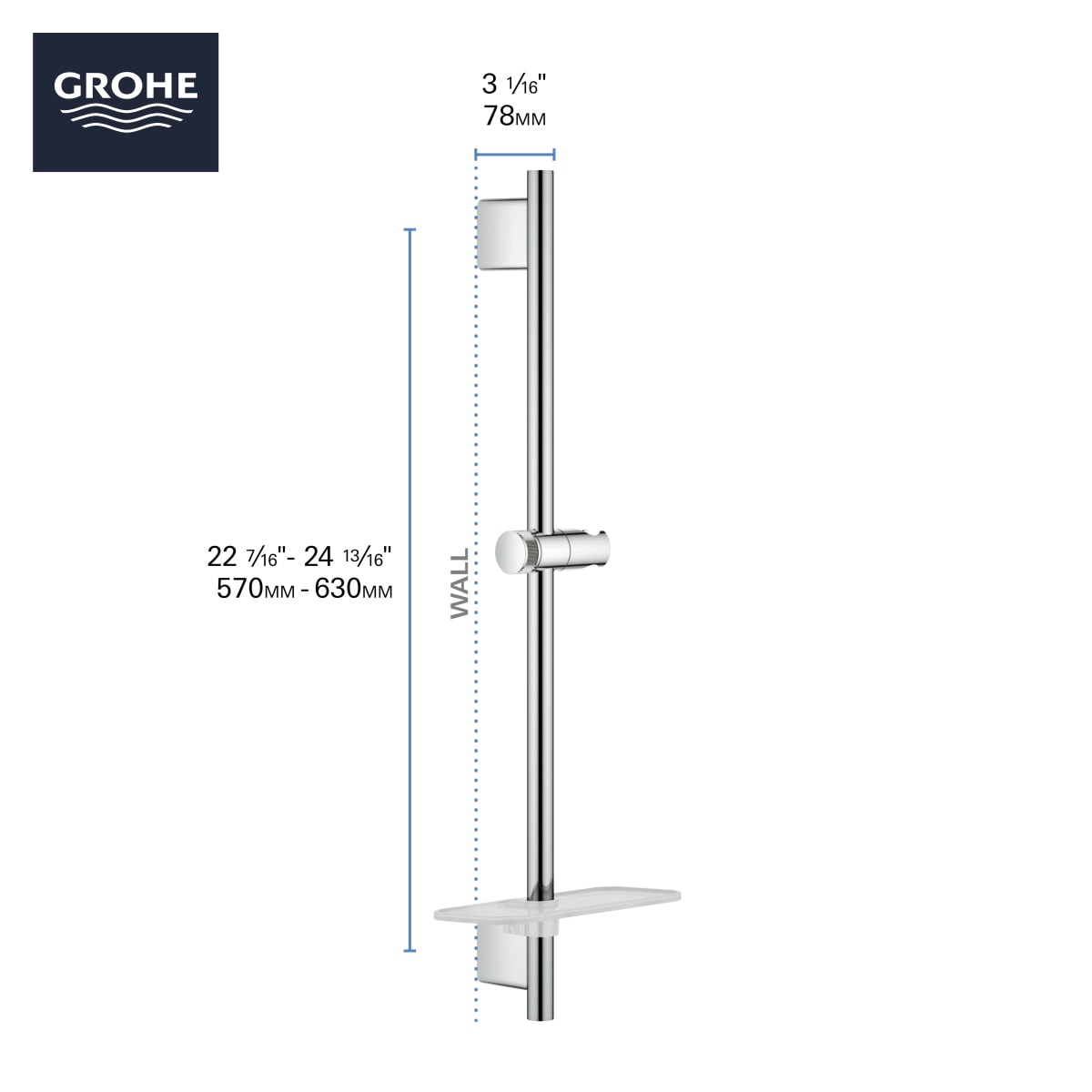 GROHE Grohe 26602EN0 24 Shower Slide Bar in GROHE BRUSHED NICKEL