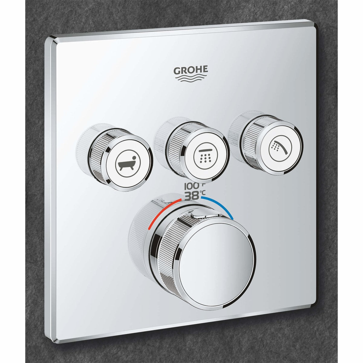 GROHE Grohe 29142A00 Triple Function Thermostatic Valve Trim in Grohe Hard Graphite