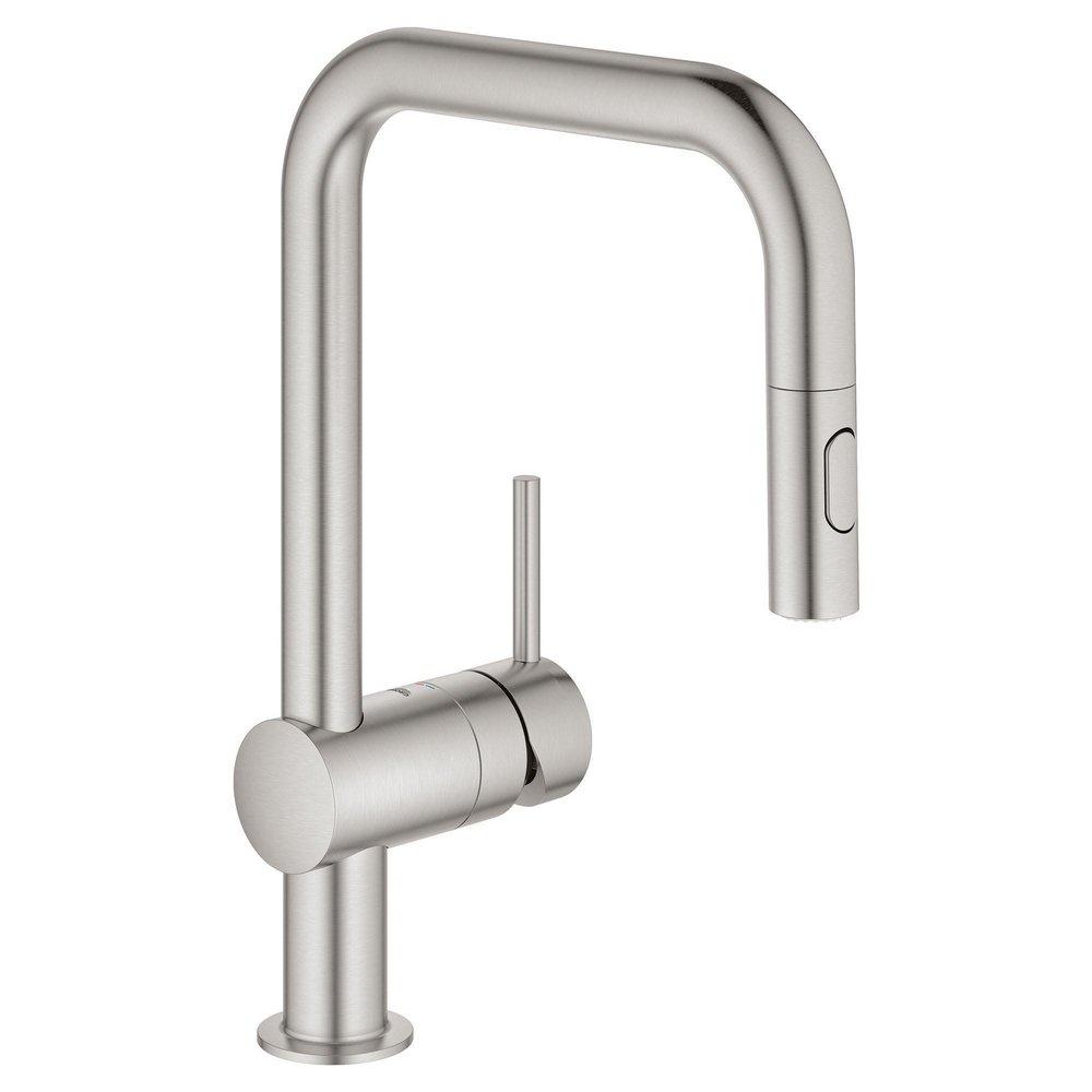 GROHE GROHE 32319DC3 Minta Single Handle Pull Down Kitchen Faucet 1.75 GPM in Grohe SuperSteel