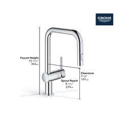 GROHE GROHE 32319DC3 Minta Single Handle Pull Down Kitchen Faucet 1.75 GPM in Grohe SuperSteel