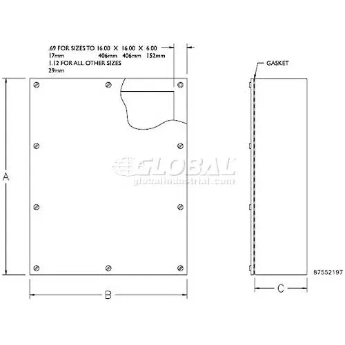 NVENT Hoffman A242412GSC Galvanized Box /Screw Cover 24.00X24.00X12.00