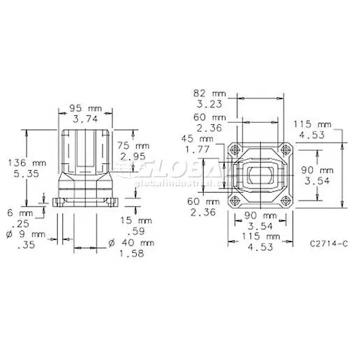 NVENT Hoffman CCS2RBLG Rotational Base Pendant Arm Fits 45X60mm Alum/Ltgray