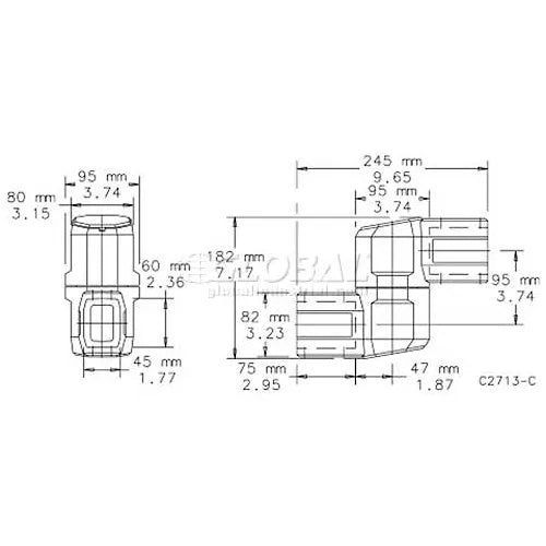 NVENT Hoffman CCS2IJLG Intermediate Joint, Pend. Arm, Fits 45x60mm, Alum/Ltgray