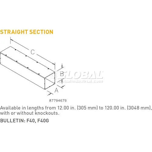 NVENT Hoffman F44T136GVP Straight Section Type 1 4.00x4.00x36.00 Galv/Gray