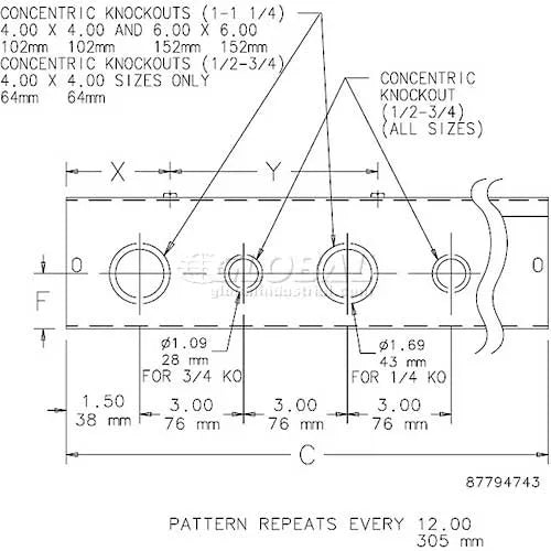 NVENT Hoffman F44T136GVP Straight Section Type 1 4.00x4.00x36.00 Galv/Gray