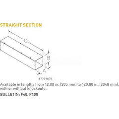 NVENT Hoffman F44T136GVP Straight Section Type 1 4.00x4.00x36.00 Galv/Gray