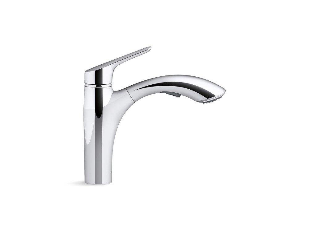 KOHLER Kohler 30468-CP Rival Single Handle Pull Out Kitchen Faucet in Polished Chrome