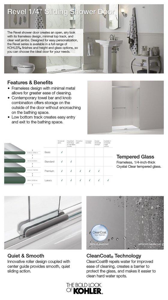 KOHLER KOHLER 707200-D3-BNK Revel 70 x 59-5/8 in. Sliding Shower Door in Anodized Brushed Nickel