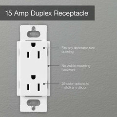 LUTRON Lutron SCRS-15-TR-SW Lutron Claro Tamper-Resistant Duplex Receptacle 15 Amp 125 Volt