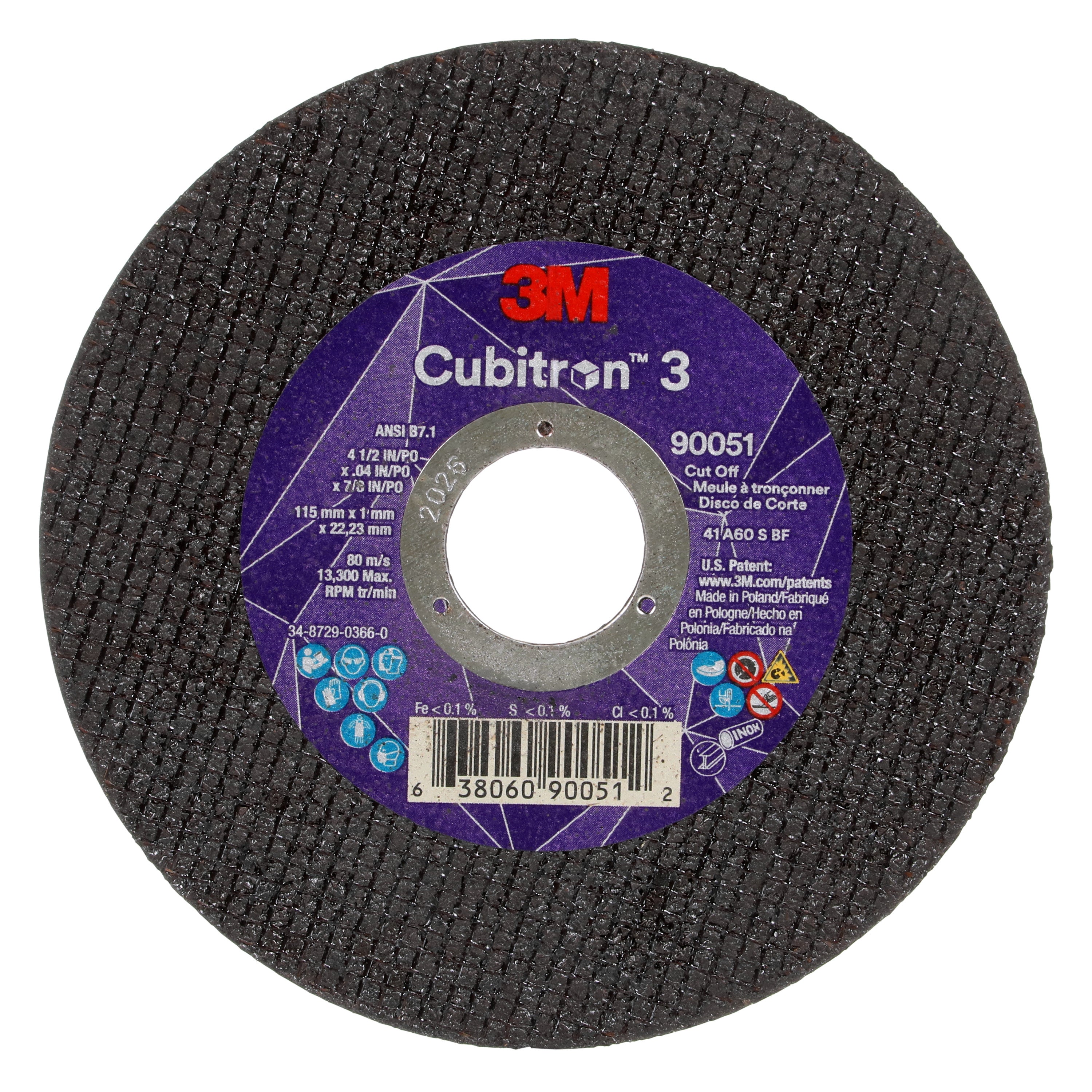3M 3M 7100304307 Cubitron 3 Cut-Off Wheel 60+ (4 1/2 x .04 x 7/8)
