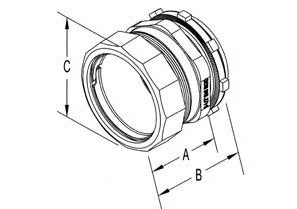 BRIDGEPORT Bridgeport 256-DCI2 Connector Compression Zinc Die Cast 105 Degree C Insulated Throat Size 2 1/2 Inch